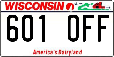 WI license plate 601OFF