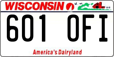 WI license plate 601OFI