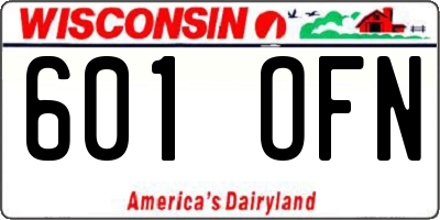 WI license plate 601OFN