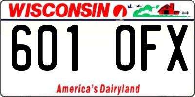 WI license plate 601OFX