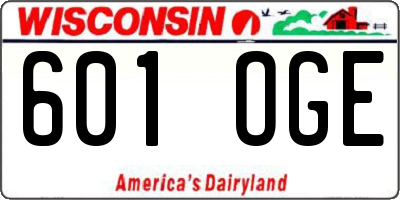 WI license plate 601OGE