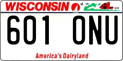 WI license plate 601ONU