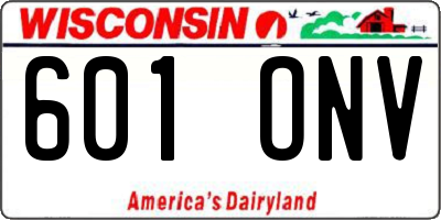 WI license plate 601ONV