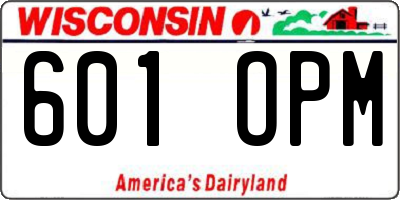 WI license plate 601OPM