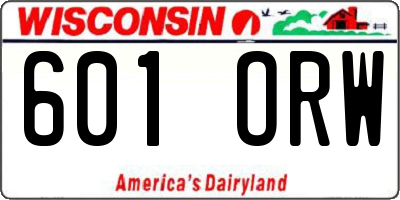 WI license plate 601ORW