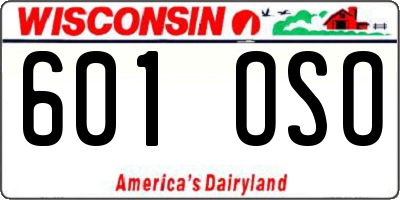 WI license plate 601OSO