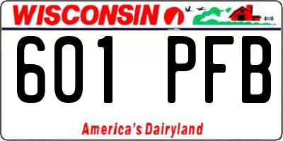 WI license plate 601PFB