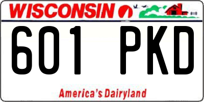WI license plate 601PKD