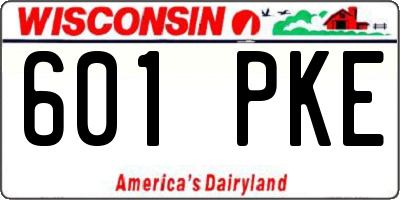WI license plate 601PKE