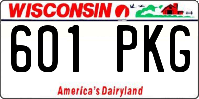 WI license plate 601PKG