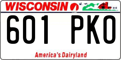 WI license plate 601PKO