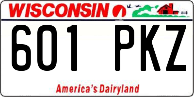 WI license plate 601PKZ