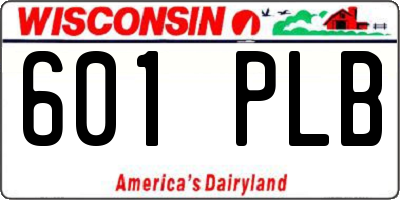 WI license plate 601PLB