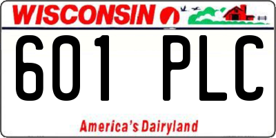 WI license plate 601PLC