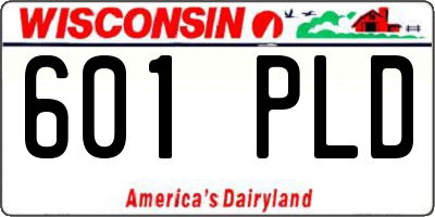 WI license plate 601PLD