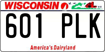 WI license plate 601PLK