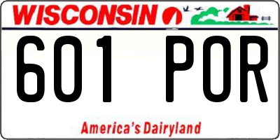 WI license plate 601POR