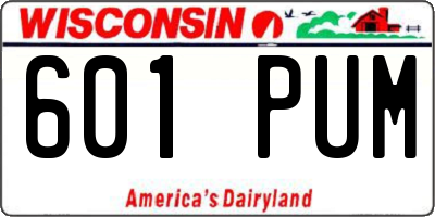WI license plate 601PUM