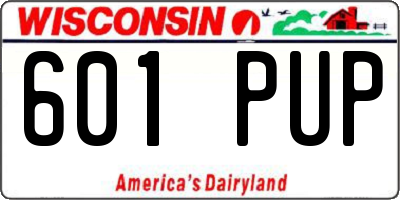 WI license plate 601PUP