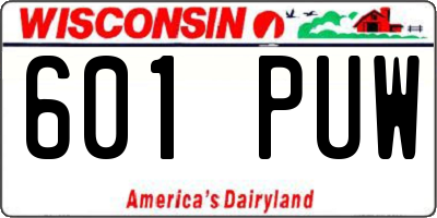 WI license plate 601PUW