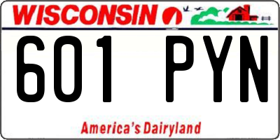 WI license plate 601PYN