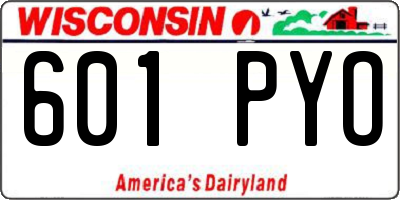 WI license plate 601PYO