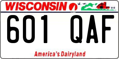 WI license plate 601QAF