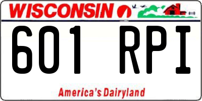 WI license plate 601RPI