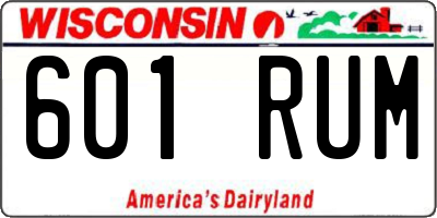 WI license plate 601RUM