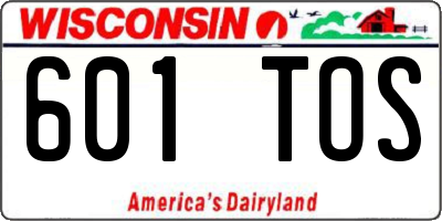 WI license plate 601TOS
