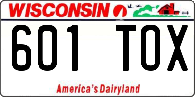 WI license plate 601TOX