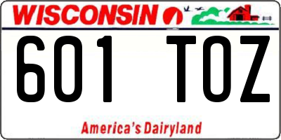 WI license plate 601TOZ