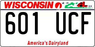 WI license plate 601UCF