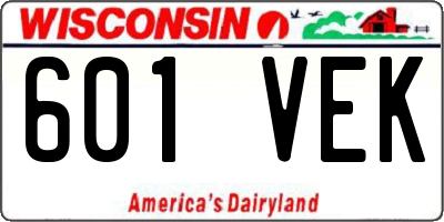 WI license plate 601VEK