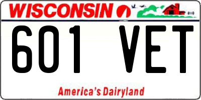 WI license plate 601VET