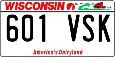 WI license plate 601VSK