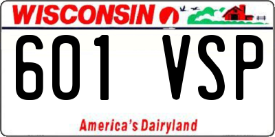 WI license plate 601VSP