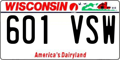 WI license plate 601VSW