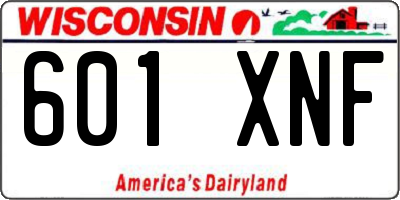 WI license plate 601XNF