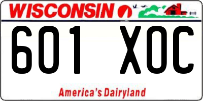 WI license plate 601XOC