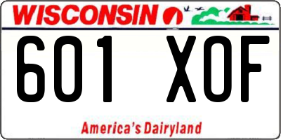 WI license plate 601XOF