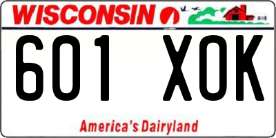 WI license plate 601XOK