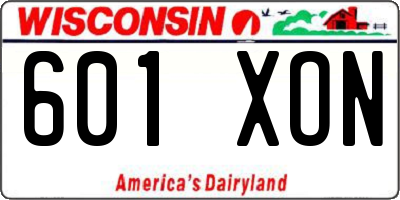 WI license plate 601XON