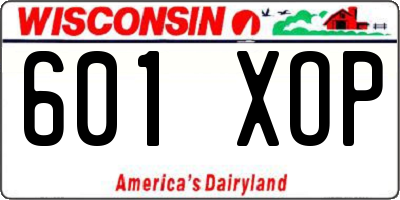 WI license plate 601XOP