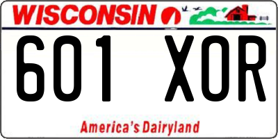 WI license plate 601XOR