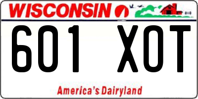 WI license plate 601XOT