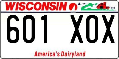 WI license plate 601XOX