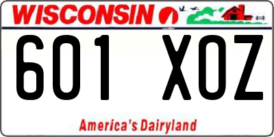 WI license plate 601XOZ