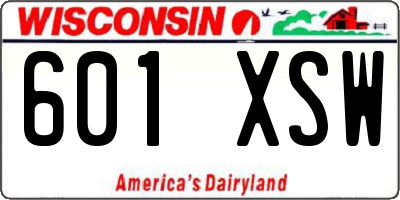 WI license plate 601XSW