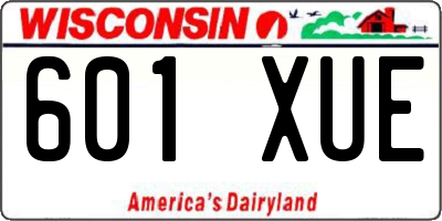 WI license plate 601XUE